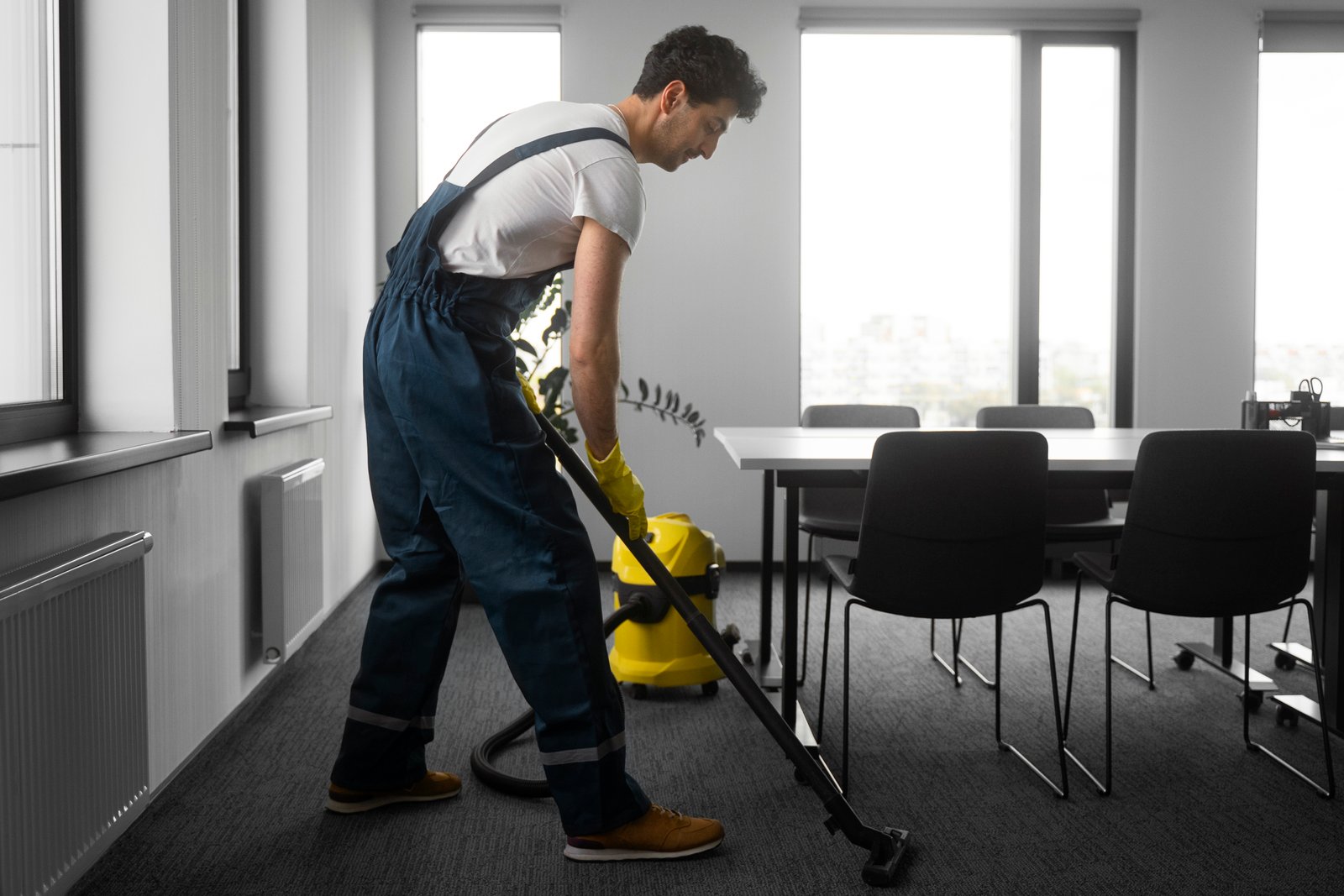 Professional commercial cleaning in action